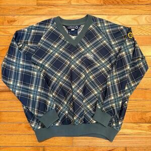 Vintage 90's Sunderland Of Scotland Windbreaker Blue Plaid Pullover Womens Small